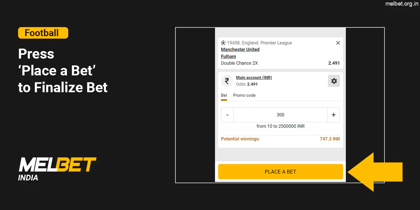 Finalize the bet by clicking 'Make a bet' button - Melbet