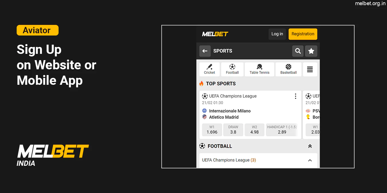 Sign Up at Melbet India to start Playing Aviator