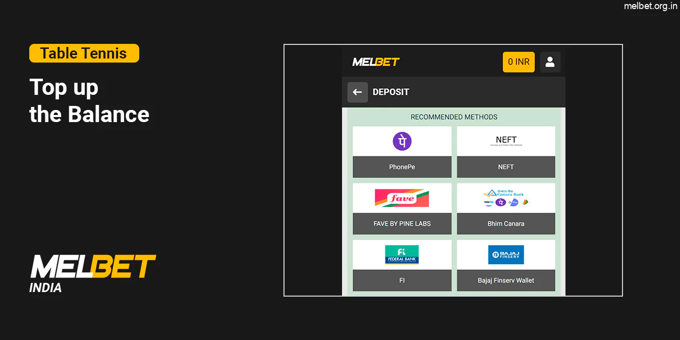 Top up your Melbet Account - Table Tennis Betting
